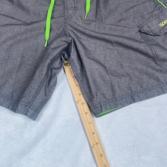 SPEEDO Mens Medium Gray Green Swim Trunks Shorts - Picture 3 of 10